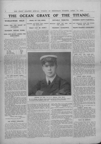 La tombe océanique du Titanic et photographie de Jack Phillips, 20 avril 1912 - Unbekannt