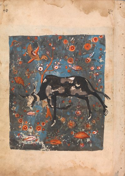 Le bœuf Shanzabeh laissé derrière, broutant dans le territoire du roi lion, 18e siècle - Unbekannt