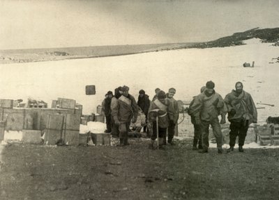 Le groupe qui a gravi le mont Erebus quittant la hutte, 1908, 1909 - Unbekannt