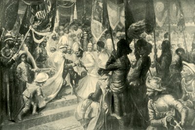 Le Prince de Galles conférant l