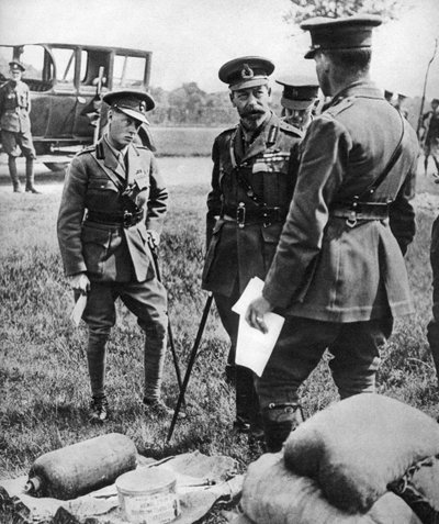 Le prince de Galles avec George V, dans une école de gaz pendant la Première Guerre mondiale, 1914-1918 - Unbekannt