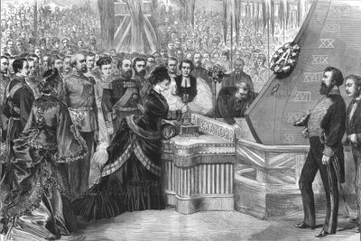 La princesse de Galles lançant le nouveau navire cuirassé Alexandra, 1875 - Unbekannt