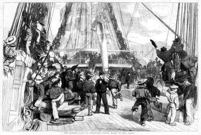 La visite de la reine à Cherbourg - Appel des mains pour armer les vergues, 1858 - Unbekannt