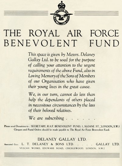 Le Fonds de bienfaisance de la Royal Air Force, 1941 - Unbekannt