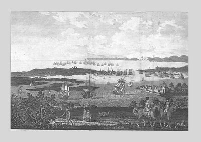 La ville et le port de Portsmouth avec une vue de la flotte de Sa Majesté à Spithead, 18ème siècle - Unbekannt