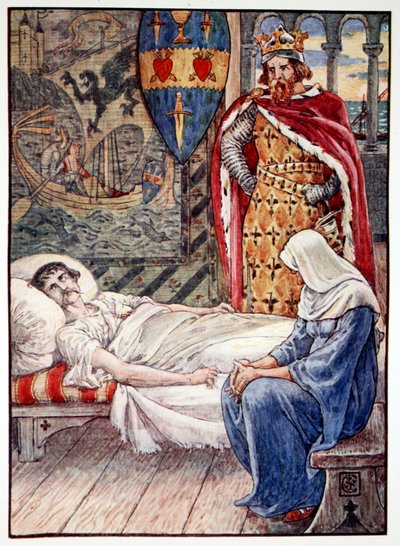 La sorcière conseille sur la blessure de Sir Tristram (détail) - Unbekannt