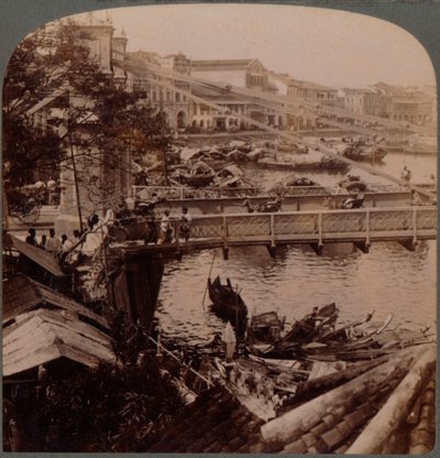 Le centre du trafic - Rivière de Singapour et pont Kavanagh, depuis le bureau des géomètres, Singapour - Unbekannt