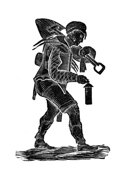 Le mineur portant ses outils et sa lampe de sécurité, 1890 - Unbekannt