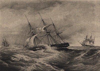 La frégate Kreiser et le sloop Ladoga sur la côte d