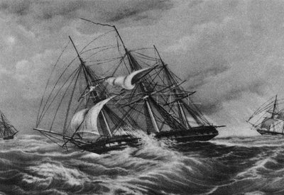 La frégate Kreiser et le sloop Ladoga sur la côte d