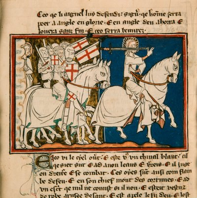 Le grand roi sur un cheval blanc. Miniature de : Apocalypse de saint Jean, vers 1320 - Unbekannt