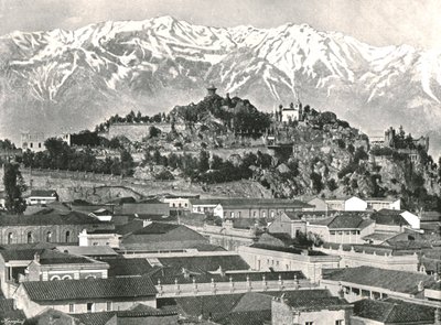 La colline de Santa Lucia avec les Andes en arrière-plan, Santiago, Chili, 1895 - Unbekannt