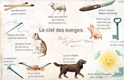 La clé des rêves, carte postale française, vers 1900 - Unbekannt