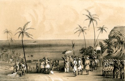 Les marchands de Calicut saisis et enchaînés à un rocher stérile par ordre de Tippoo Saib, 1847 - Unbekannt