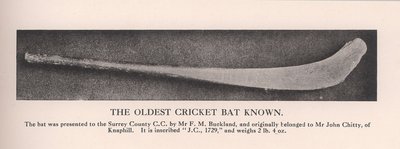 La plus ancienne batte de cricket connue, 1912 - Unbekannt