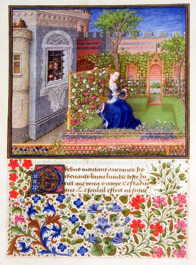Les prisonniers écoutant Emily chanter dans le jardin, 1340-1341 - Unbekannt