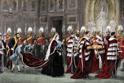 Le cortège royal au palais de Westminster en route vers la Chambre des Lords, 1886 - Unbekannt