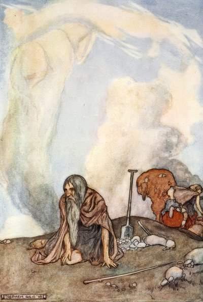 Le cheval blanc avait disparu de leurs yeux comme une couronne de brume, vers 1910 - Unbekannt
