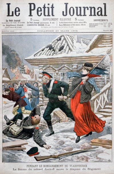 La femme du colonel Jankoff sauvant les drapeaux régimentaires, bombardement de Vladivostok, 1904 - Unbekannt