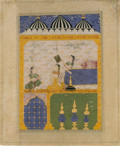 Trois dames dans un intérieur de palais : Page d