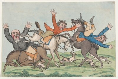 Trois cavaliers tombent de leurs montures, 1780-1820 - Unbekannt