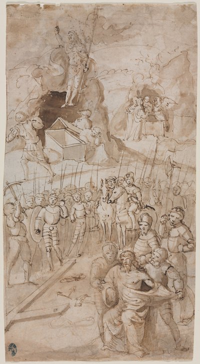 Trois scènes de la Passion du Christ (recto) Esquisse architecturale (verso), 1500s - Unbekannt
