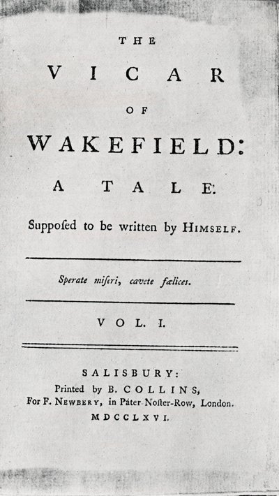 Page de titre de The Vicar of Wakefield, 1766 - Unbekannt