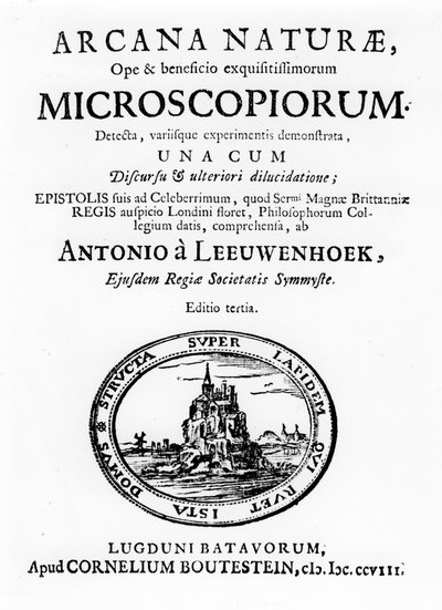 Page de titre de Microscopium par le microscopiste néerlandais Anton van Leeuwenhoek, 1708 - Unbekannt
