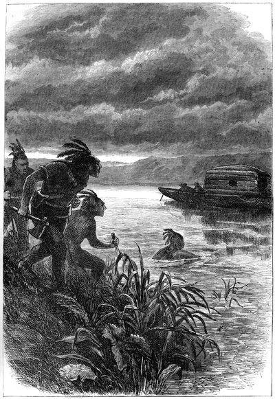 Commerçants sur la rivière Ohio attaqués par des Amérindiens, 18e siècle vers 1880 - Unbekannt