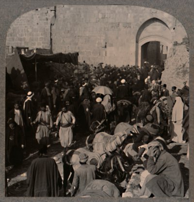 Circulation près de la porte Saint-Étienne, Jérusalem, vers 1900 - Unbekannt