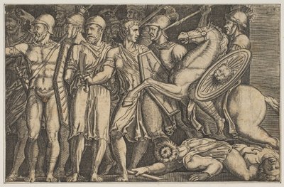 Trajan combattant les Daces, Trajan à cheval à droite se dirigeant vers un groupe - Unbekannt