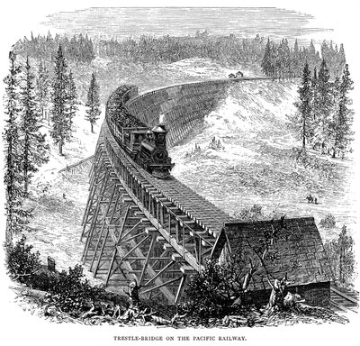 Pont en treillis sur le chemin de fer Union Pacific, USA, 1876 - Unbekannt