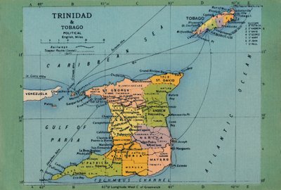 Carte de Trinité-et-Tobago, vers années 1940 - Unbekannt