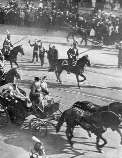 Le tsar Nicolas II avec le président français Poincaré en visite, Saint-Pétersbourg, Russie, 21 juillet 1914 - Unbekannt