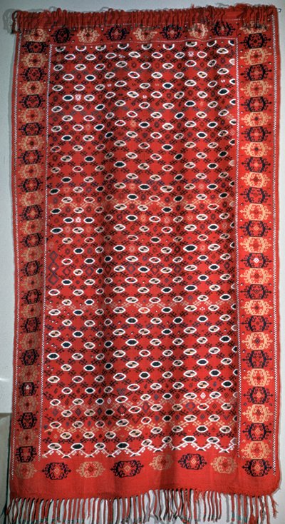 Couverture turkmène avec frange - Unbekannt