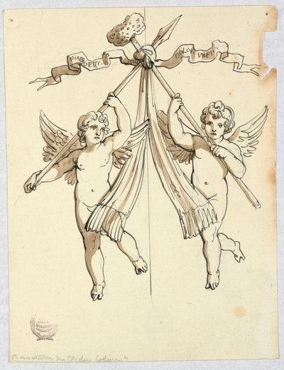 Deux anges avec lance et éponge sacrée - Unbekannt