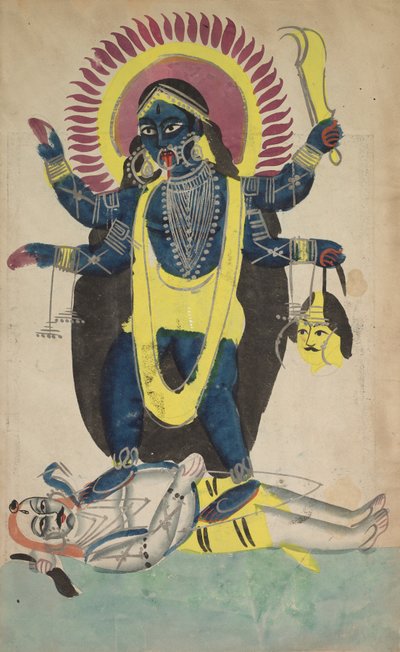 Deux aspects de Kali : Kali dansant sur Shiva, vers 1880 - 1890 - Unbekannt