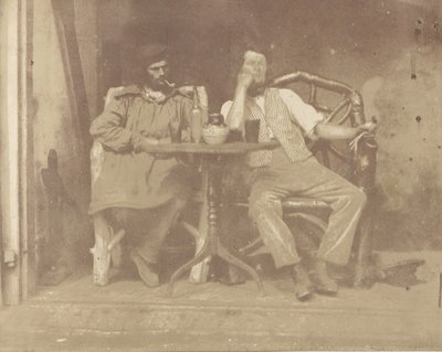 Deux hommes assis à une table, années 1850 - Unbekannt