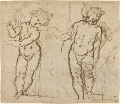Deux putti debout [recto] - Unbekannt