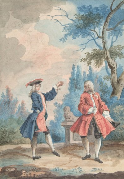 Deux figures masculines dansantes dans un paysage - Unbekannt