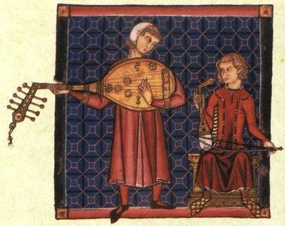 Deux ménestrels. Illustration du codex des Cantigas de Santa Maria - Unbekannt
