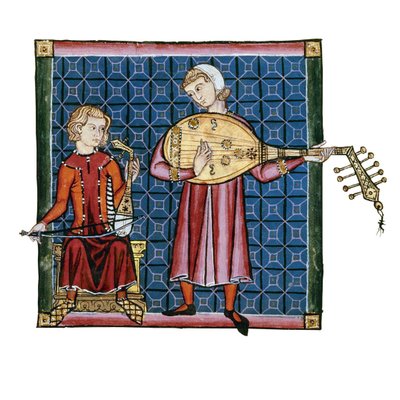 Deux ménestrels. Illustration du codex des Cantigas de Santa Maria, vers 1280 - Unbekannt