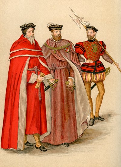 Deux pairs en robe et un hallebardier, 16e siècle, 1893 - Unbekannt