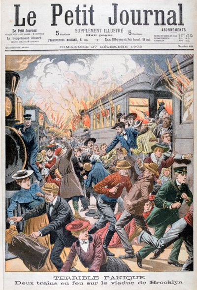 Deux trains en feu sur le pont de Brooklyn, 1903 - Unbekannt