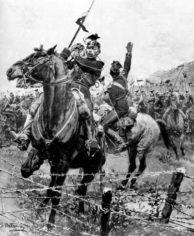 Uhlans arrêtés par des barbelés près de Liège, Belgique, Première Guerre mondiale, 1914 - Unbekannt