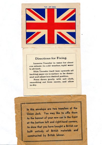 Transferts de voiture Union Jack, c1960s - Unbekannt