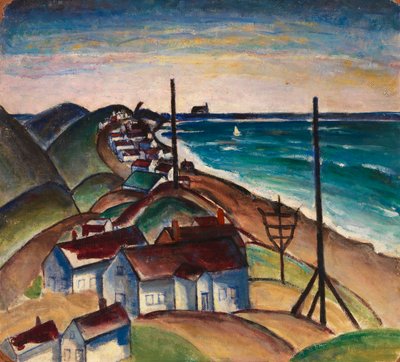 Paysage marin sans titre avec maisons sur la plage - Unbekannt