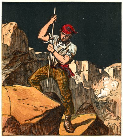 Utilisation de la poudre à canon dans une carrière de pierre, 1867 - Unbekannt