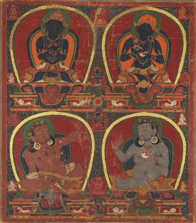 Vajradhara, Nairatmya, et Mahasiddhas Virupa et Kanha, c. 1450 - Unbekannt