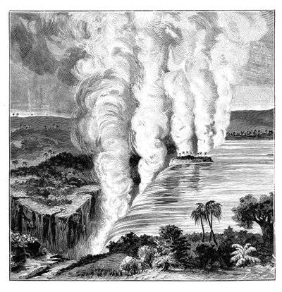 Chutes Victoria du fleuve Zambèze, à la frontière entre la Zambie et le Zimbabwe, 1900 - Unbekannt